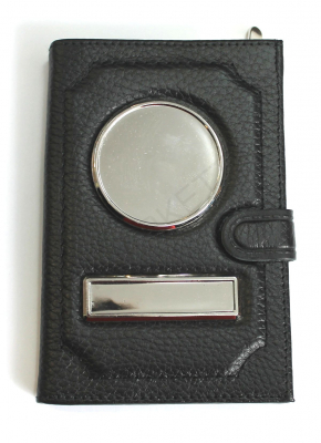 Обложка-портмоне 3 в 1 "Флотер" с КНОПКОЙ круг, с метал. вставками в компл. с линзами, цвет черный
